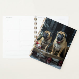 Agenda Bullmastiff Neve Trenó Natal Decoração