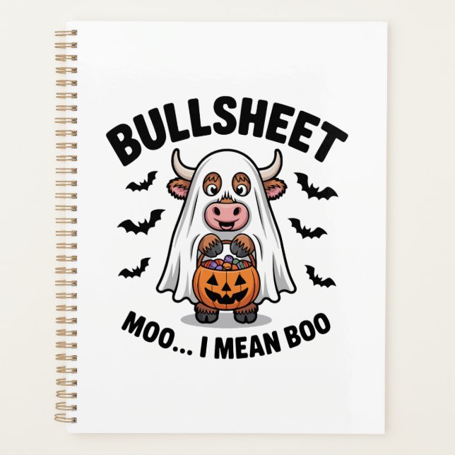 Agenda BULLSHEET Halloween Vaca Fofa em Fantasma (Frente)