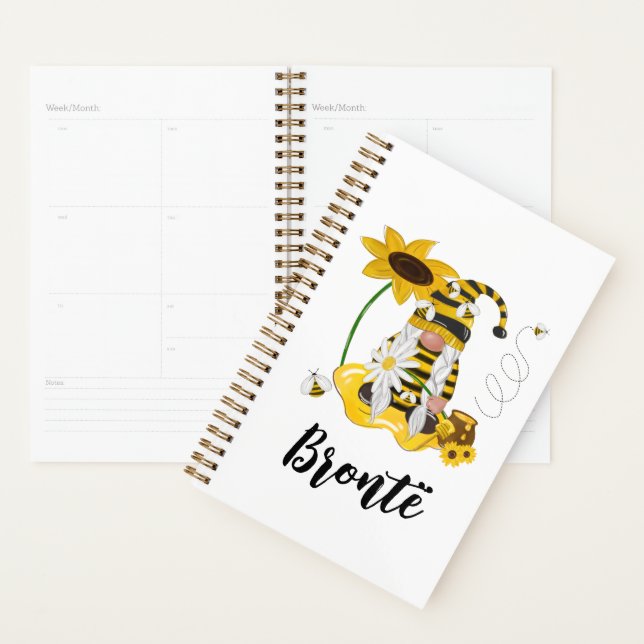 Agenda Bumble Bee Sunflower Personalised Gnomo Planner (Exibição)