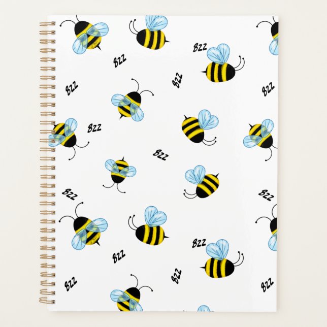 Agenda Bumble Bees Ocupadas Insetos Voadores Cheios (Frente)