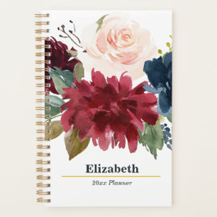 Agenda Buquê Burgundy Blush Boho Anualmente Semanal