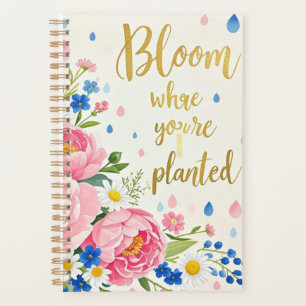 Agenda Buquê de aquarela vibrante de peonias, margaridas