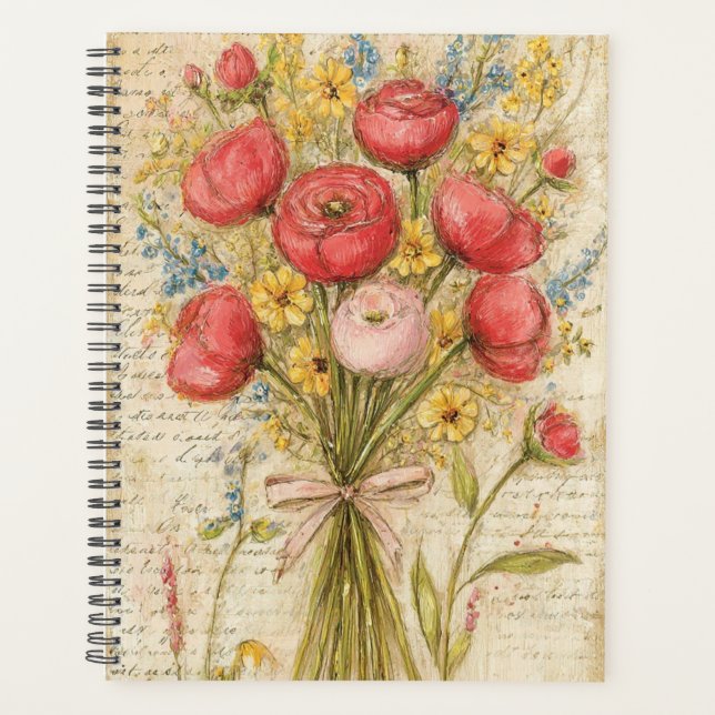 Agenda Buquê de Rosas em Aquarela (Frente)