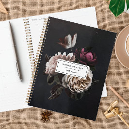 Agenda Buquê Floral Escuro Elegante | Personalizado