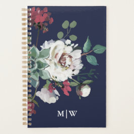 Agenda Buquê floral silenciado bonito com monograma