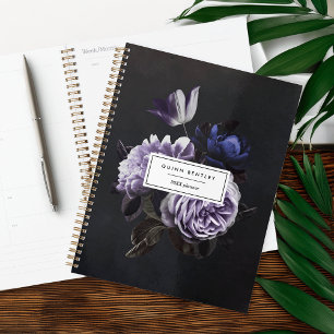 Agenda Buquê Floral Violeta Escuro Elegante   Personaliza