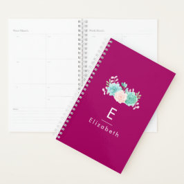 Agenda Buquê verde e rosa pastel na parte traseira da mag