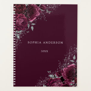Agenda Burgundy Floral Rosas Bonitas Pessoais