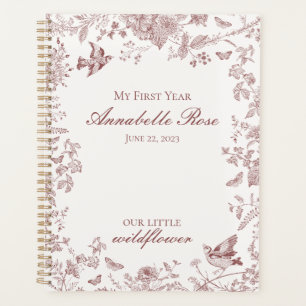 Agenda Burgundy Toile Jouy Vintage Floral Meu Primeiro An
