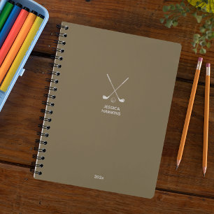 Agenda Burlap Brown Golf Club Personal Weekly