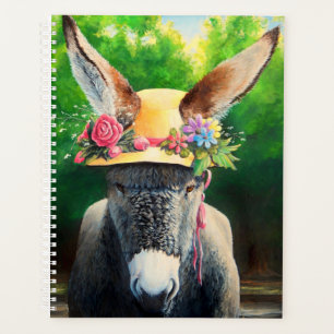 Agenda Burro/burro standard em chapéu de Rosa/margarida