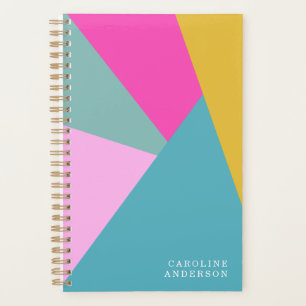 Agenda Burst Geométrico Brilhante Forma Azul Personalizad