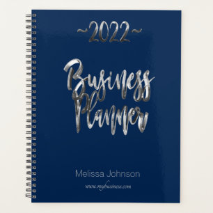 Agenda Business Planner 2022 Blue and Cinza Script Modern