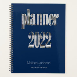 Agenda Business Planner 2022 Blue and Cinza Script Modern