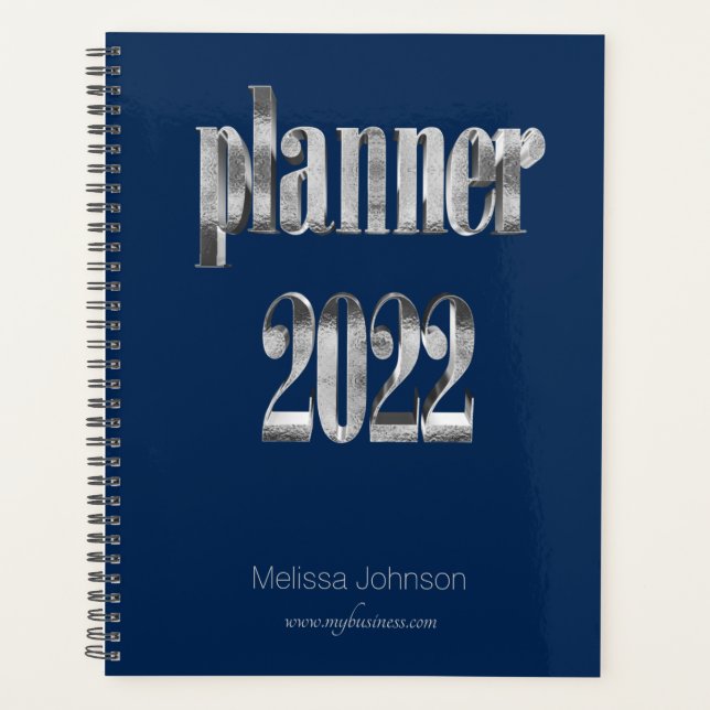 Agenda Business Planner 2022 Blue and Cinza Script Modern (Frente)