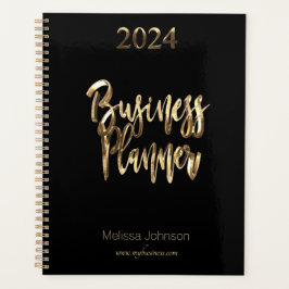 Agenda Business Planner 2024 Black and Dourado Script Mod