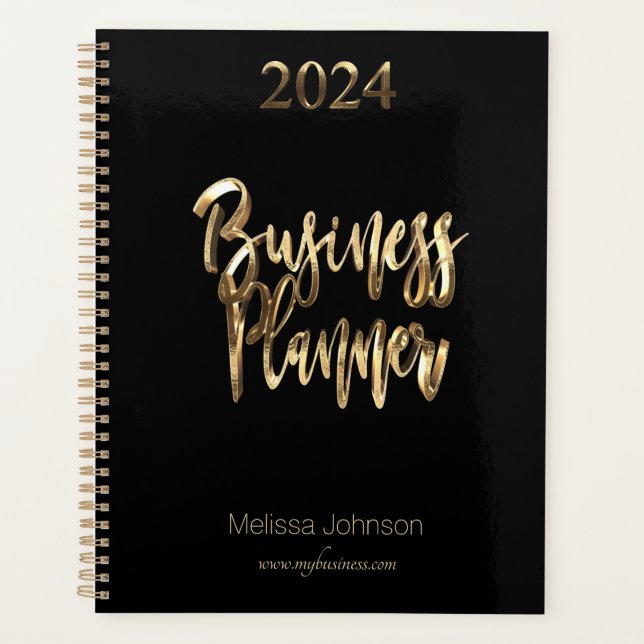 Agenda Business Planner 2024 Black and Dourado Script Mod (Frente)