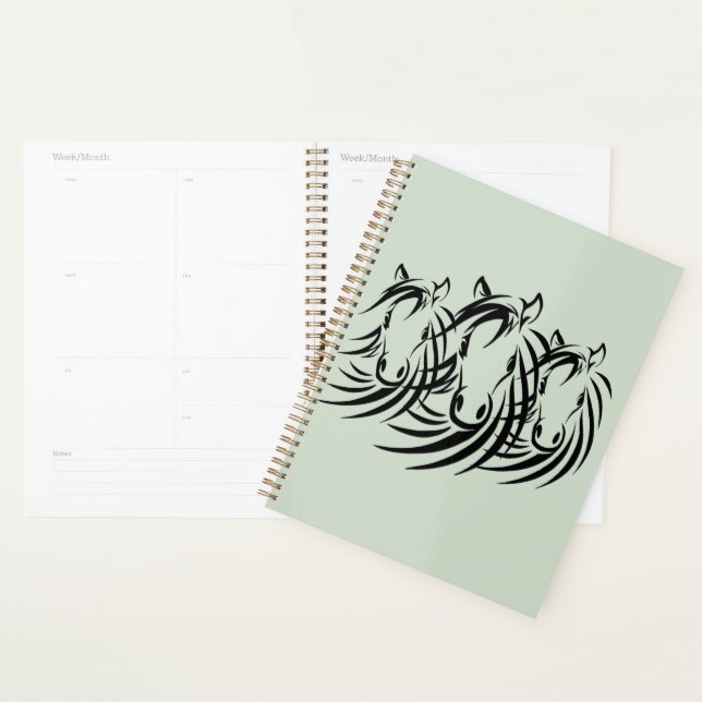 Agenda Cabeças de cavalo preto em verde (Exibição)
