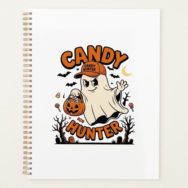Agenda Caçador de Doces Halloween Fantasma Balde de Abóbo (Frente)