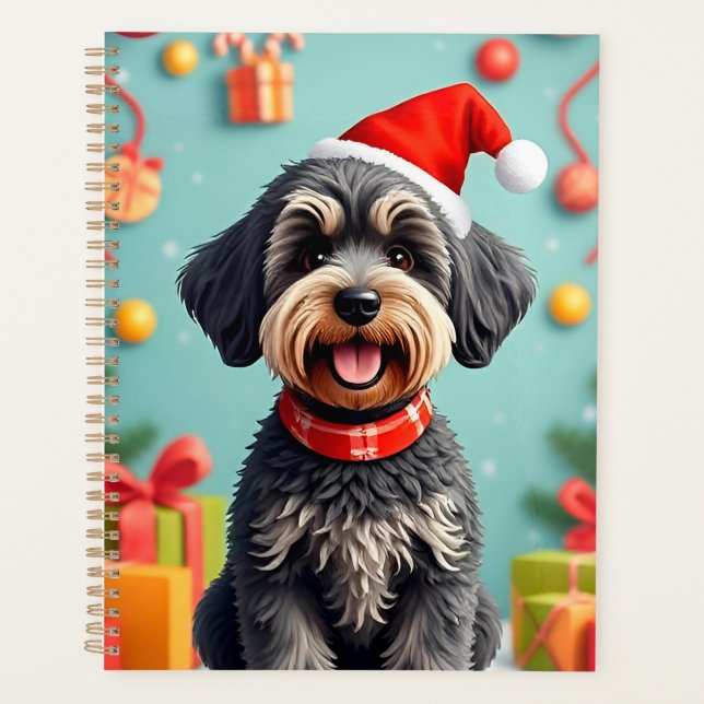 Agenda Cachorro Adorável com Chapéu de Papai Noel (Frente)
