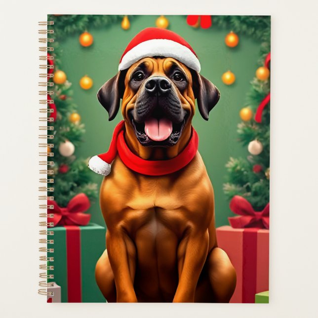 Agenda Cachorro Adorável com Chapéu de Papai Noel (Frente)