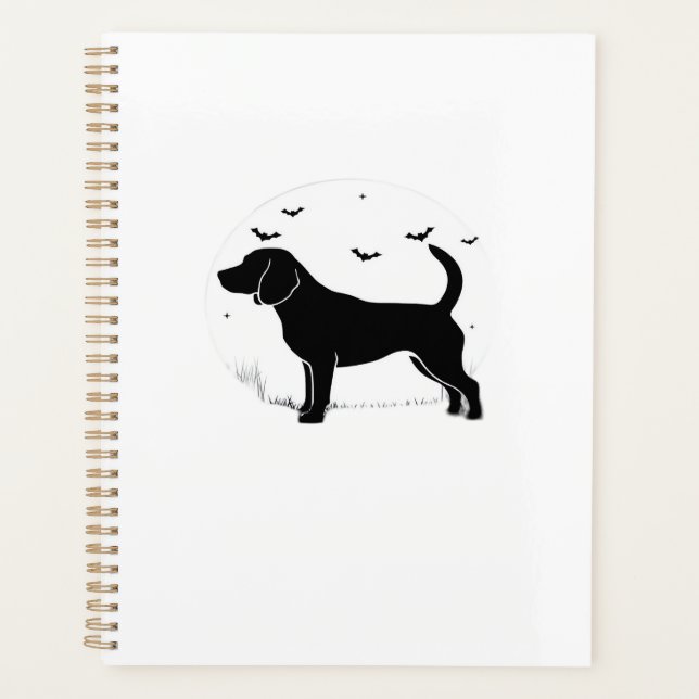 Agenda Cachorro Beagle � Silhueta da Lua de Halloween Cam (Frente)