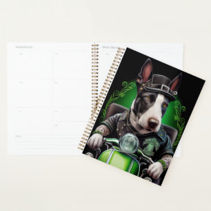 Agenda Cachorro Bull Terrier Dirigindo Bicicleta Dia de S