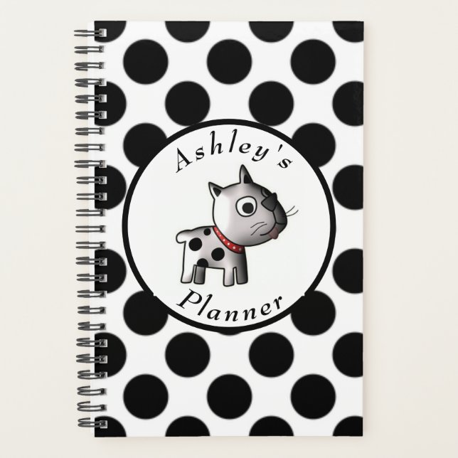 Agenda "Cachorro-Cachorro" Personalizado Preto e Branco (Frente)