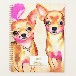 Agenda Cachorro Chinhuahua Cachorro Rosa Aquarela