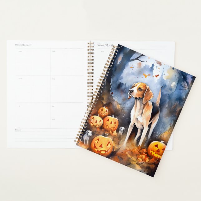 Agenda Cachorro de Caça Inglês Americano de Halloween com (Exibição)
