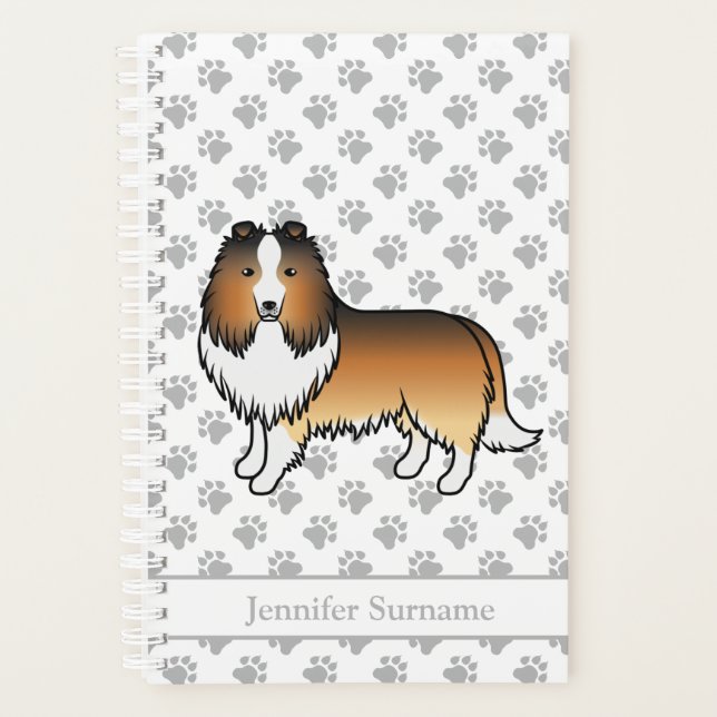 Agenda Cachorro de desenho animado Sable Shetland Sheepdo (Frente)