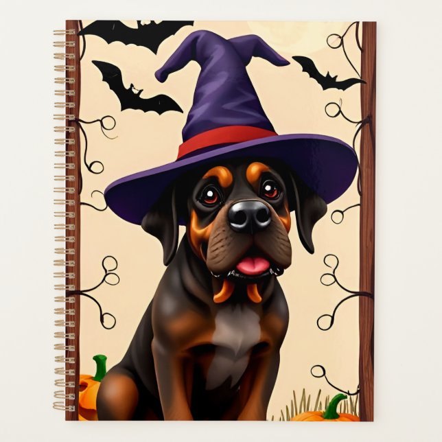 Agenda Cachorro Fofo com Chapéu de Bruxa (Frente)