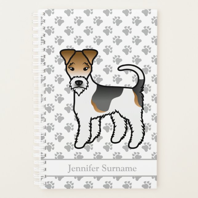 Agenda Cachorro Fofo Wire Fox Terrier Tricolor & Nome (Frente)