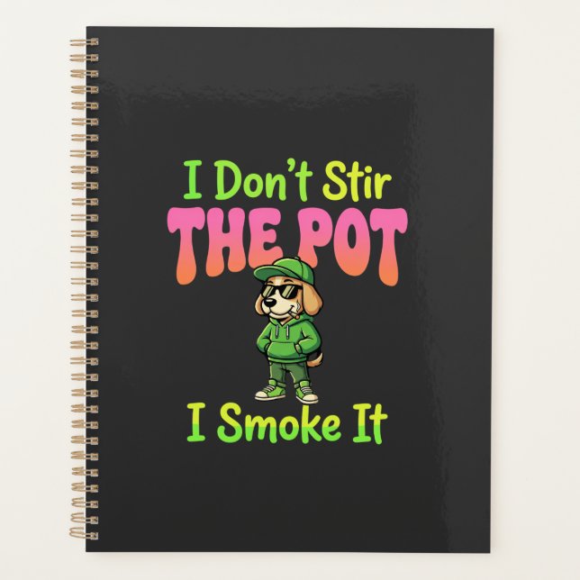 Agenda Cachorro Fumante Engraçado de Maconha (Frente)