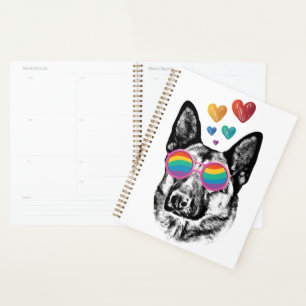 Agenda Cachorro german shepherd com Dia de os namorados d