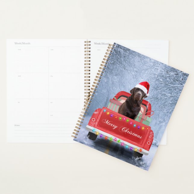 Agenda Cachorro Labrador Chocolate na Neve Natal  (Exibição)
