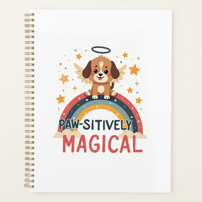 Agenda Cachorro Mágico Positivamente Antigo Arco-íris Anj (Frente)