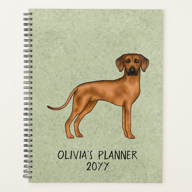 Agenda Cachorro Marrom Fofo Rhodesian Ridgeback Com Texto (Frente)