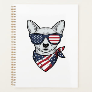 Agenda Cachorro Patriótico com Óculos de Sol de Bandeira