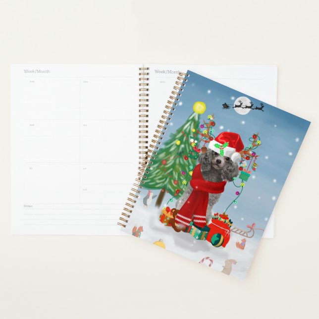 Agenda Cachorro poodle com presentes de Natal (Exibição)