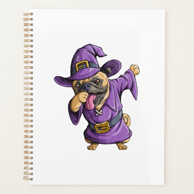 Agenda Cachorro Pug Feiticeira Dabbing Halloween Pug Engr (Frente)