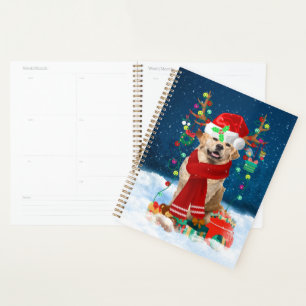Agenda Cachorro Retriever Dourado na Neve com Presentes d