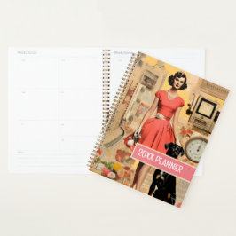 Agenda Cachorro Retro e abstrato de Colagem
