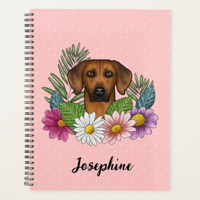 Agenda Cachorro Rhodesian Ridgeback Cabeça Floral Colorid (Frente)