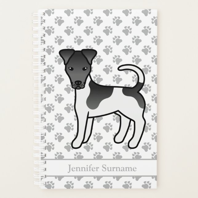 Agenda Cachorro Smooth Fox Terrier Preto E Branco & Nome (Frente)