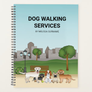 Agenda Cachorros de Desenho Animado Fofos Em Um Parque -