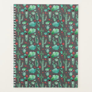 Agenda cacto e padrão de ladybug - fundo preto