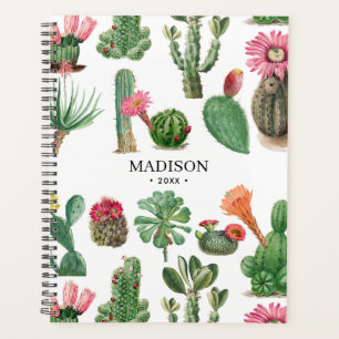 Agenda Cactus e Suculentes Coloridos de Aquarela