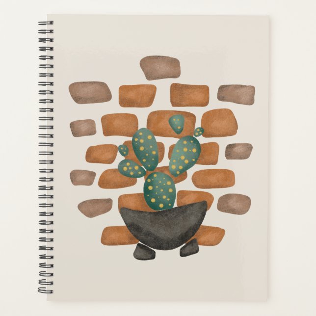 Agenda Cactus Oasis: Decoração de Muro de tijolo inspirad (Frente)