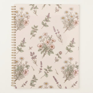 Agenda Caderno Botânico Rosa Vintage & Flor Silvestre